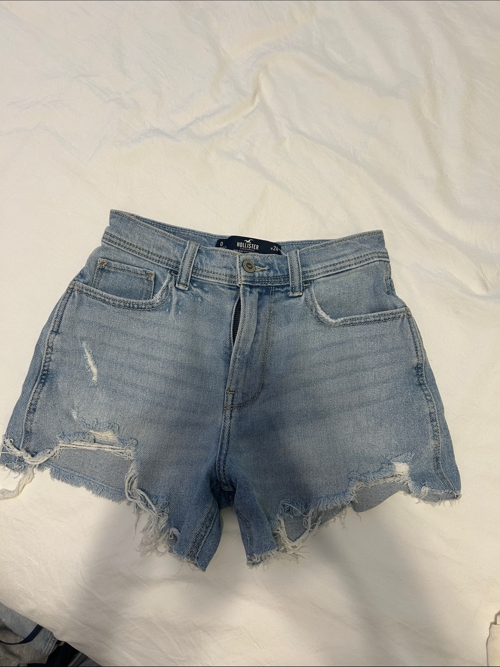 Hollister Light Wash Distressed Denim Shorts